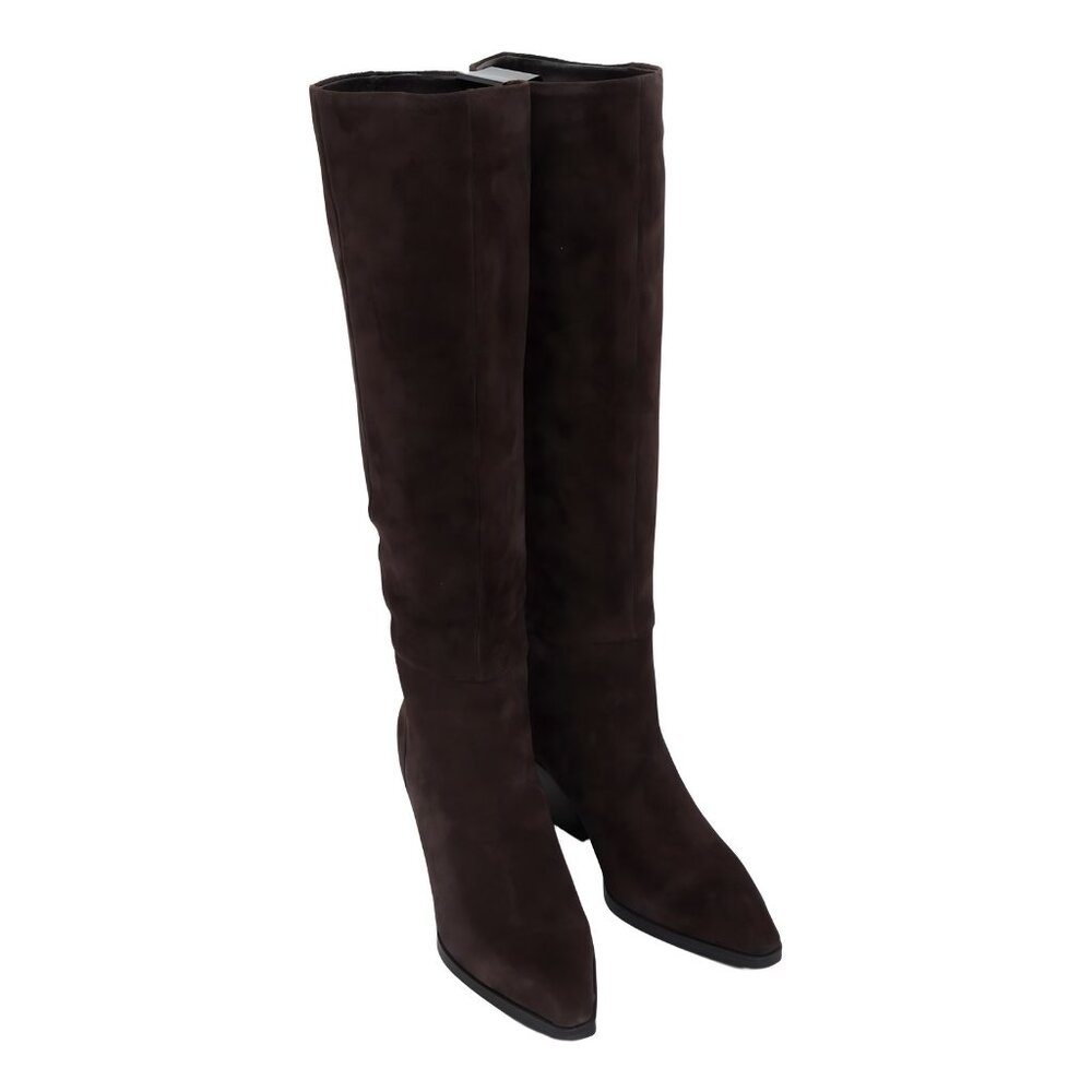 Marc Fisher Tarrie Tall Pointy Toe Dress Boots Dark Brown - 5M